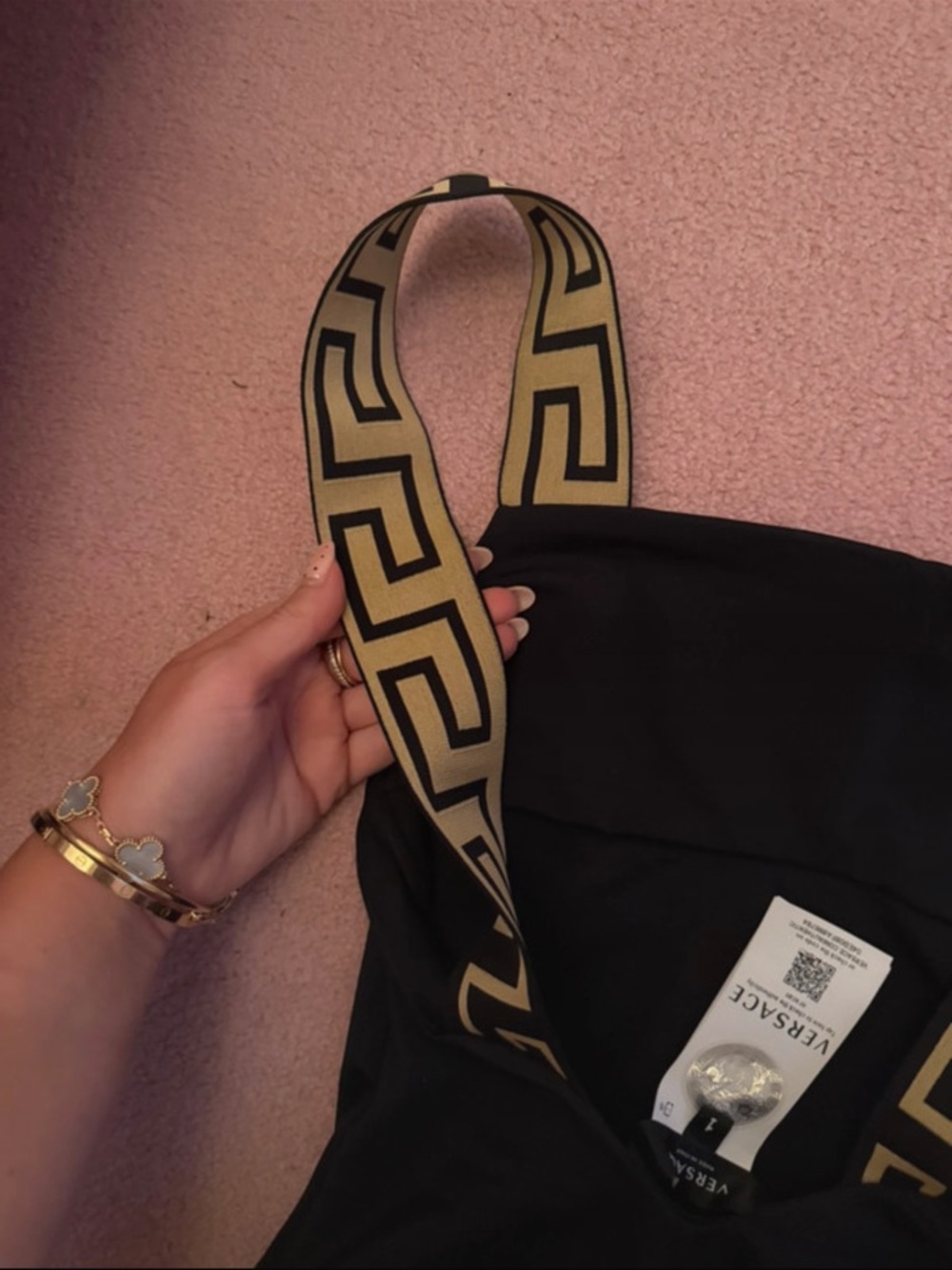 Versace Black Swimsuit with Gold Greek Key Straps - Picture 4 of 6